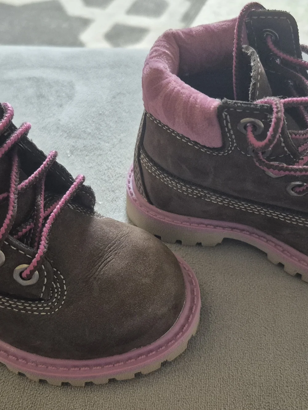 Kids Brown and Pink Hiking Boots
